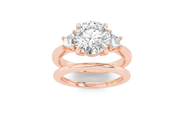 Nova Lab Grown Round Diamond Engagement Ring With The Sage Wedding Band 18k Rose Gold 3 3 4 Ct
