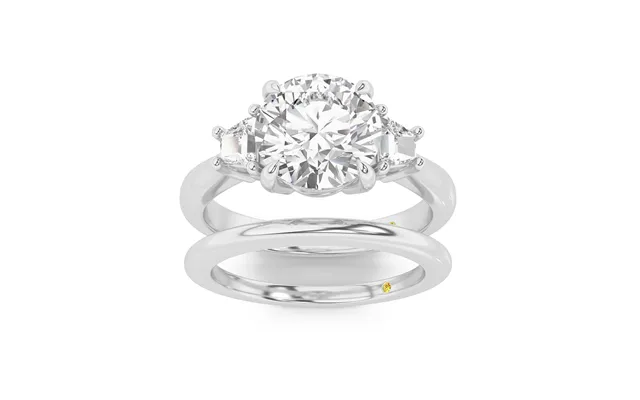 Nova Lab Grown Round Diamond Engagement Ring With The Sage Wedding Band 18k White Gold 2 1 3 Ct