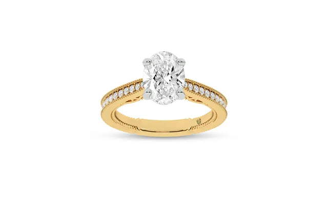 Oslo Vintage Inspired Hidden Accent Oval Lab Grown Diamond Engagement Ring 10k Yellow Gold 1 3 4 Ct product image