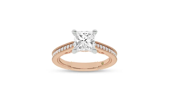 Oslo Vintage Inspired Hidden Accent Princess Cut Lab Grown Diamond Engagement Ring 18k Rose Gold 2 1 3 Ct