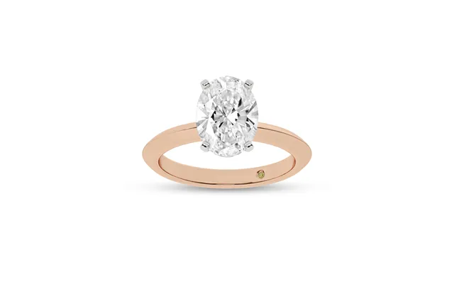 Prism Knife Edged Four Prong Oval Lab Grown Solitaire Diamond Ring 18k Rose Gold 2 1 2 Ct