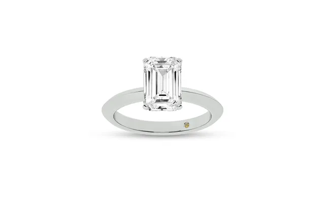 Prism White Gold Knife Edged Four Prong Emerald Cut Lab Grown Solitaire Diamond Ring 1 - 3 Ct product image