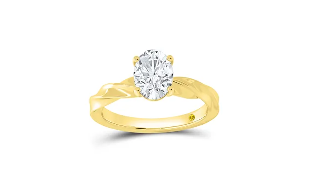 Ripple Oval Lab Created Solitaire Diamond Ring 10k Yellow Gold 2 1 2 Ct product image