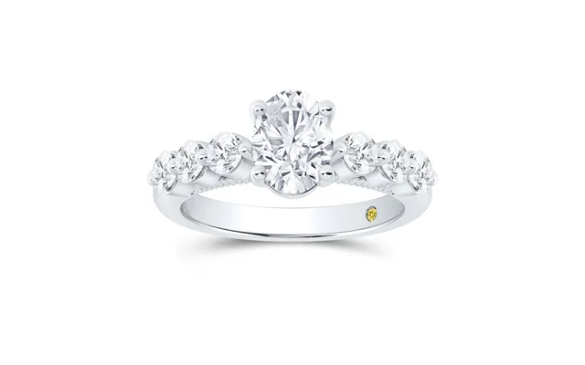 Storm Oval Lab Grown Knife Edged Cathedral Diamond Engagement Ring 18k White Gold 2 3 4 Ct