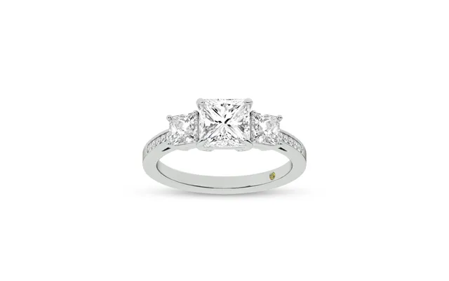 Sydney Three Stone Quarter Coverage Princess Cut Lab Diamond Engagement Ring 18k White Gold 5 Ct