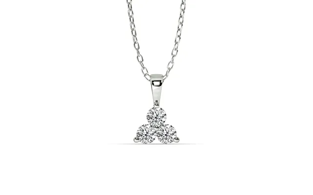 Triangular Shaped White Gold Lab Grown Three Stone Diamond Necklace 1 4 - 1 2 Ct product image