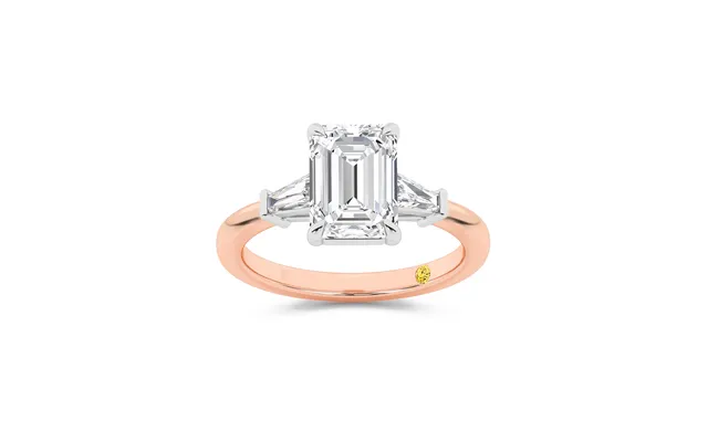Valentina Tapered Baguette Lab Grown Three Stone Emerald Cut Diamond Engagement Ring 14k Rose Gold 2 1 3 Ct