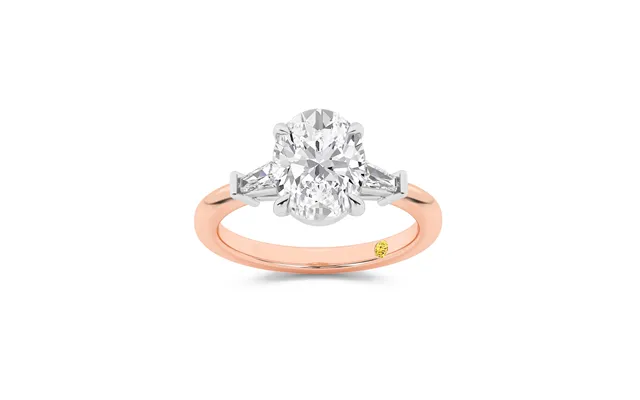 Valentina Tapered Baguette Lab Grown Three Stone Oval Shaped Diamond Engagement Ring 14k Rose Gold 3 1 3 Ct