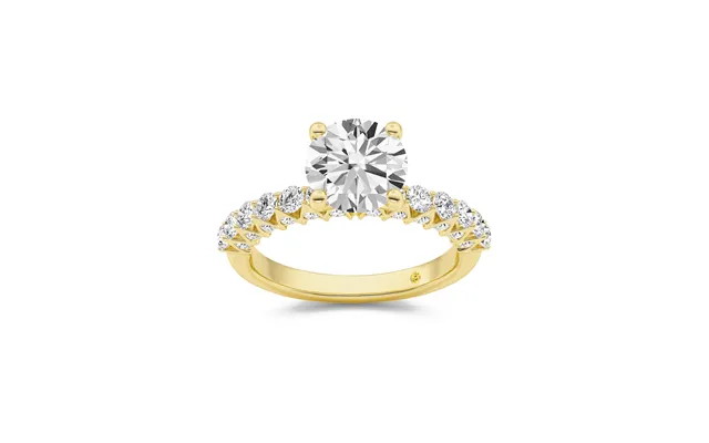Verda Art Deco Inspired V-prong Round Lab Grown Diamond Engagement Ring 18k Yellow Gold 2 5 8 Ct