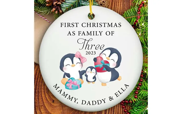 Family Of Three Ornament - Ceramic