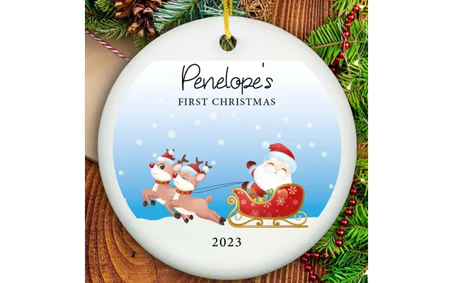 Personalized Baby's First Christmas Ornament 2023 - Ceramic