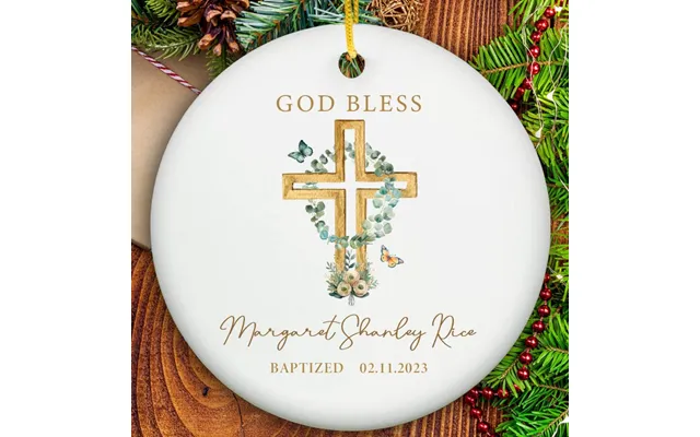 Personalized God Bless Baptism Christmas Ornaments - Ceramic