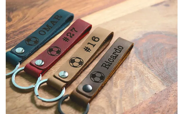 Slim Soccer Personalized Keychain Keyring Bag Tag Name Tag - Leather Keychain