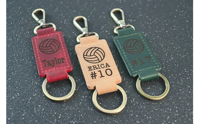 Volleyball Personalized Keychain Keyring Bag Tag Name Tag - Leather Keychain