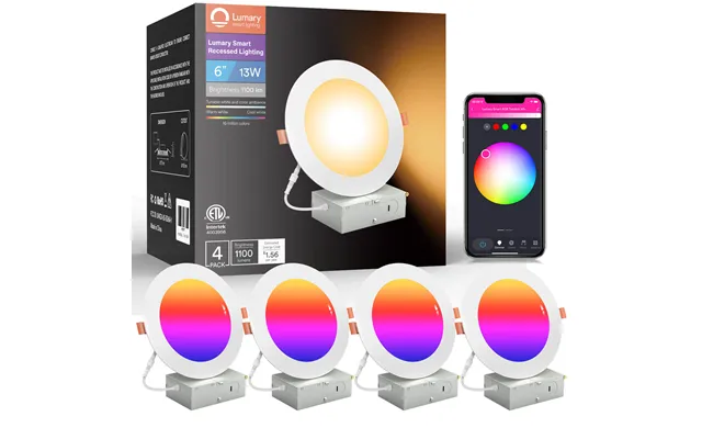 Lumary Etl Certified Smart Led Recessed Dimmable Downlight 6 Inch - 4 Pcs