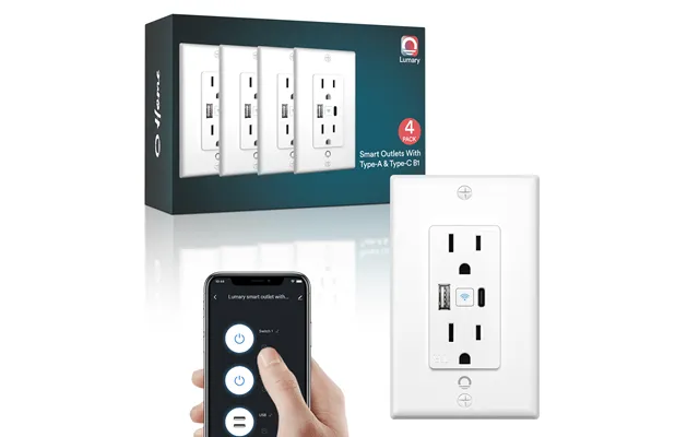 Lumary Smart Outlet Usb With Type A And Type C Port In Wall Wi-fi Socket 4 Pcs