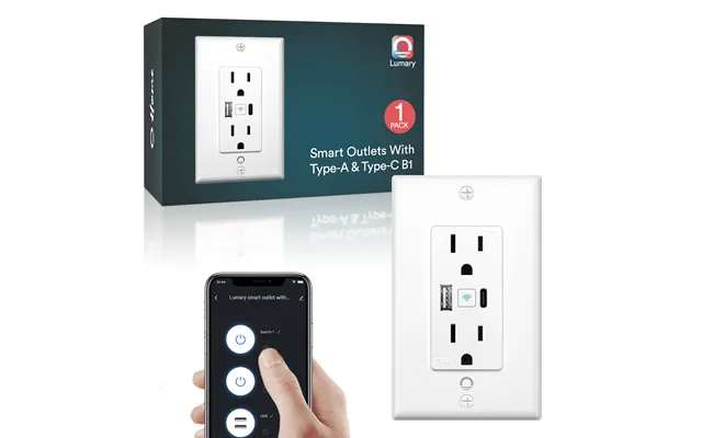 Lumary Smart Outlet Usb With Type A And Type C Port In Wall Wi-fi Socket