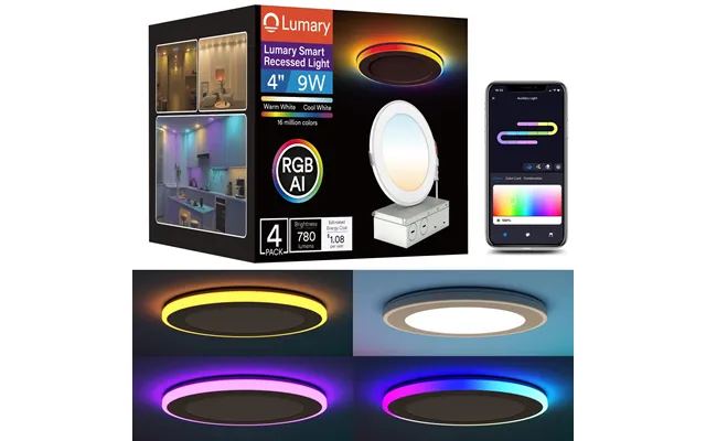 Lumary Smart Rgbai Recessed Light With Gradient Auxiliary Night Light - 4 Inch 1 Pcs