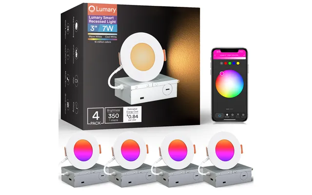 Lumary Wi-fi Smart Canless Recessed Lighting 3 Inch 4 Pcs
