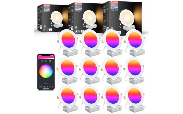 Lumary Wi-fi Smart Canless Recessed Lighting 6 Inch 12 Pcs
