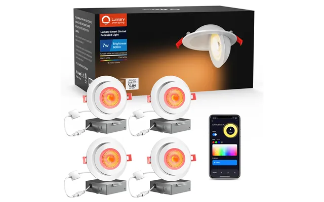 Lumary Wi-fi Smart Gimbal Recessed Light 4 Inch 7w 4 Pcs