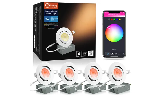 Lumary Wi-fi Smart Gimbal Recessed Light 4 Inch 9w 4pcs