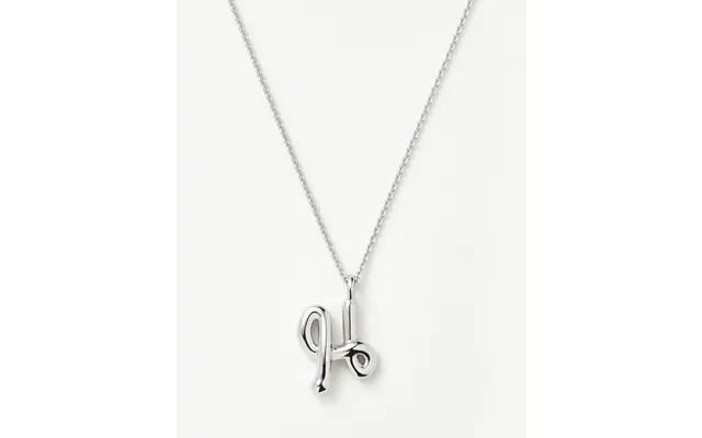 Curly Molten Initial Pendant Necklace - Initial H Sterling Silver product image