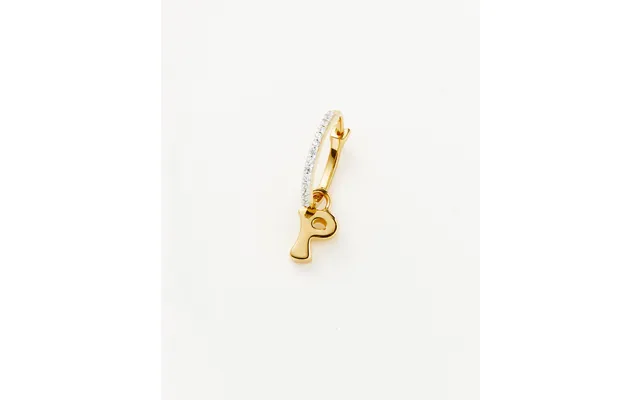 Initial Single Charm Hoop Earring - Initial P 18k Gold Vermeil product image
