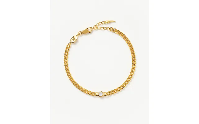 June Birthstone Chain Bracelet 18k Gold Plated Vermeil Rainbow Moonstone product image