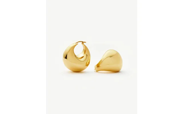 Sculptural Chubby Dome Medium Hoop Earrings 18k Gold Plated