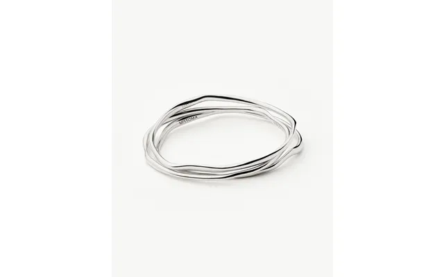 Trio Molten Ripple Bangle Bracelet Set Sterling Silver