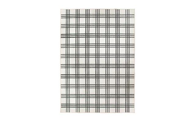 Plaid Black And Cream Washable Rug