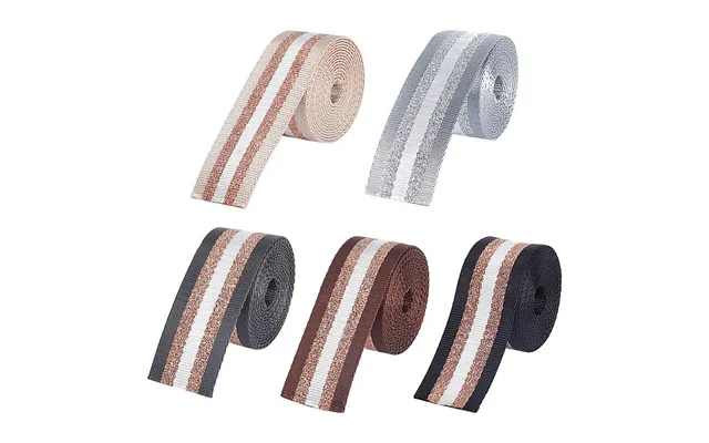 10 Yards 5 Colors Filigree Polyester Striped Ribbon product image