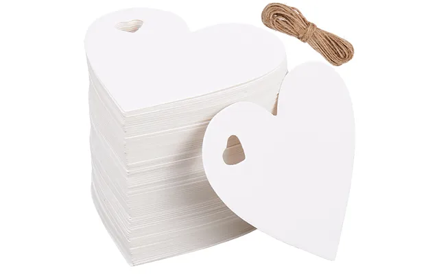 200pcs Blank Heart Tags Craft Show Price Tags With Jute String Small White 6 X 6