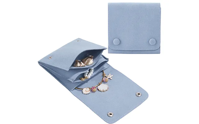 2pcs Microfiber Cloth Jewelry Storage Bags With Brass Button