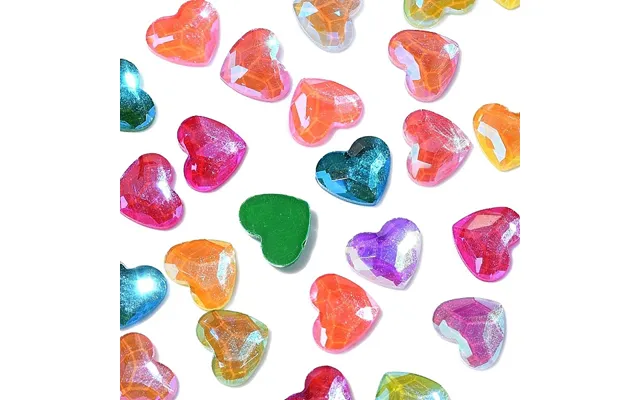 60pcs 10 Colors Heart Translucent Glass Cabochons