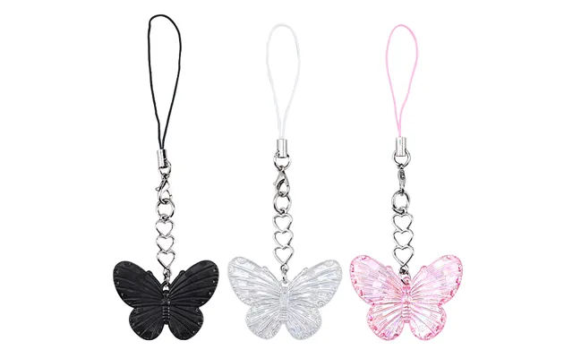 6pcs 3 Colors Butterfly Acrylic Mobile Straps