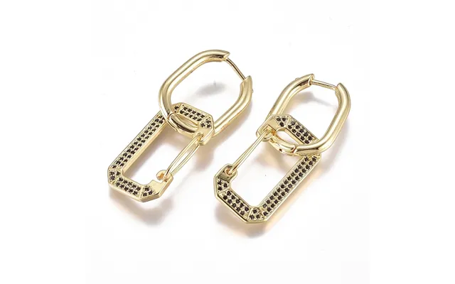 Brass Micro Pave Cubic Zirconia Dangle Huggie Hoop Earrings
