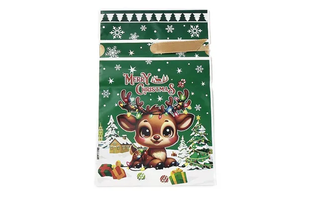 Christmas Deer Plastic Packing Pouches Drawstring Bags