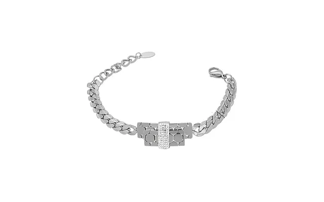 Cubic Zirconia Rectangle Link Bracelet With 304 Stainless Steel Chains