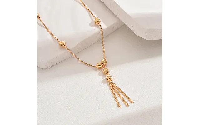 Fashionable Real 18k Gold Plated Brass Tassel Pendant Box Chain Necklaces For Women