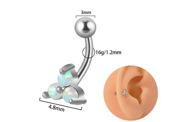 G23 Titanium Pave Light Cyan Cubic Zirconia Curved Barbell Cartilage Earrings