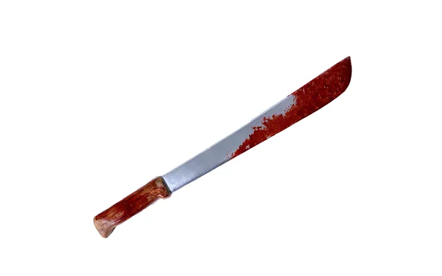 23 Inch Black Blade Jungle Machete Hand Axe Foam Rubber Prop - Bloody Blade