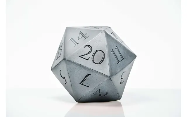 Giant D20 Die 10 Tall Display Prop - Clean Silver