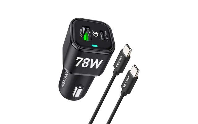 Rexing Jetspeed Black 78w Powerdelivery Usb-c Usb Car Charger With Cables