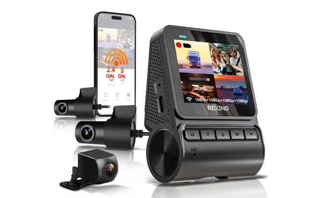 Rexing Rh2-4 Quad-channel Dash Cam - 1080p Front, Rear, Cabin, And Exterior Coverage With Wi-fi, And Optional Gps