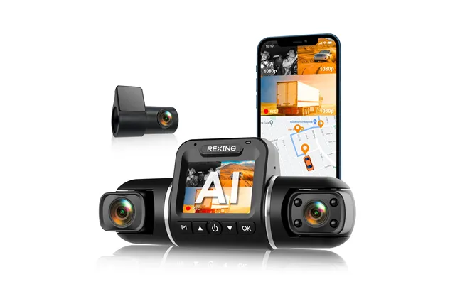 Rexing V2 Pro Ai Dash Cam - 3-channel Front Cabin Rear 1080p Recording With Wi-fi And Gps