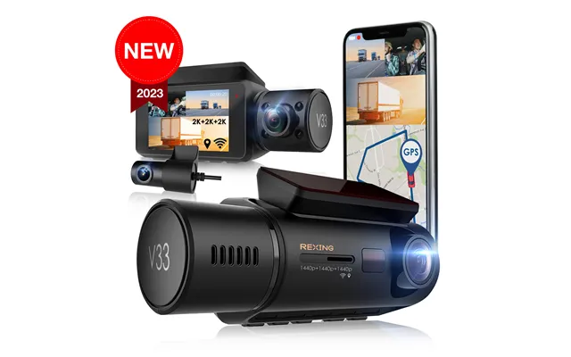 Rexing V33 3 Channel 1440p 1440p 1440p Front - Cabin And Rear Camera Dashcam With Built-in Wi-fi & Gps