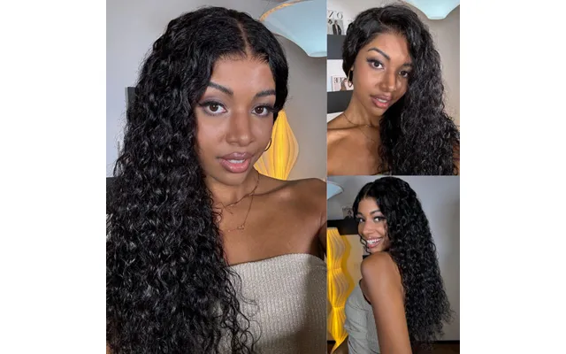 Sunber Hair Water Wave 7*5 Pre-cut Lace Glueless Wig Grab And Go Human Hair Wigs Natural Black Color