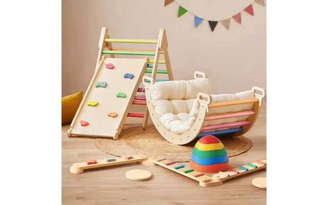 Adventure Playground Gift Set Climbing Set With Pad & Balance Beam & Stepping Stones